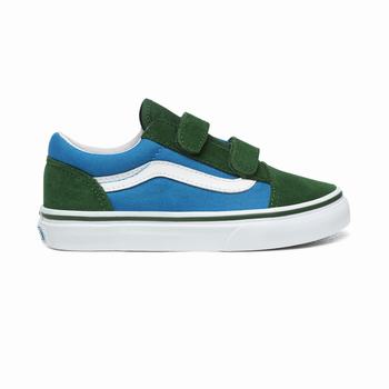 Detske Tenisky Vans 2-Tone Old Skool V (8-14+ years) Modre/Zelene VA95JRIWC